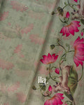 Sage Green Pichwai Printed Semi Kota Saree
