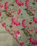 Sage Green Pichwai Printed Semi Kota Saree