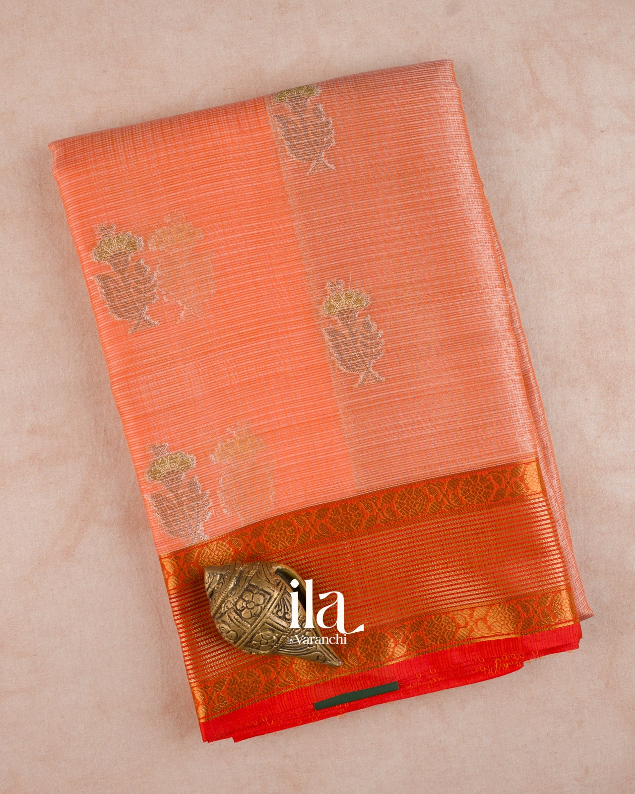Coral Orange Semi Kota Silk Saree
