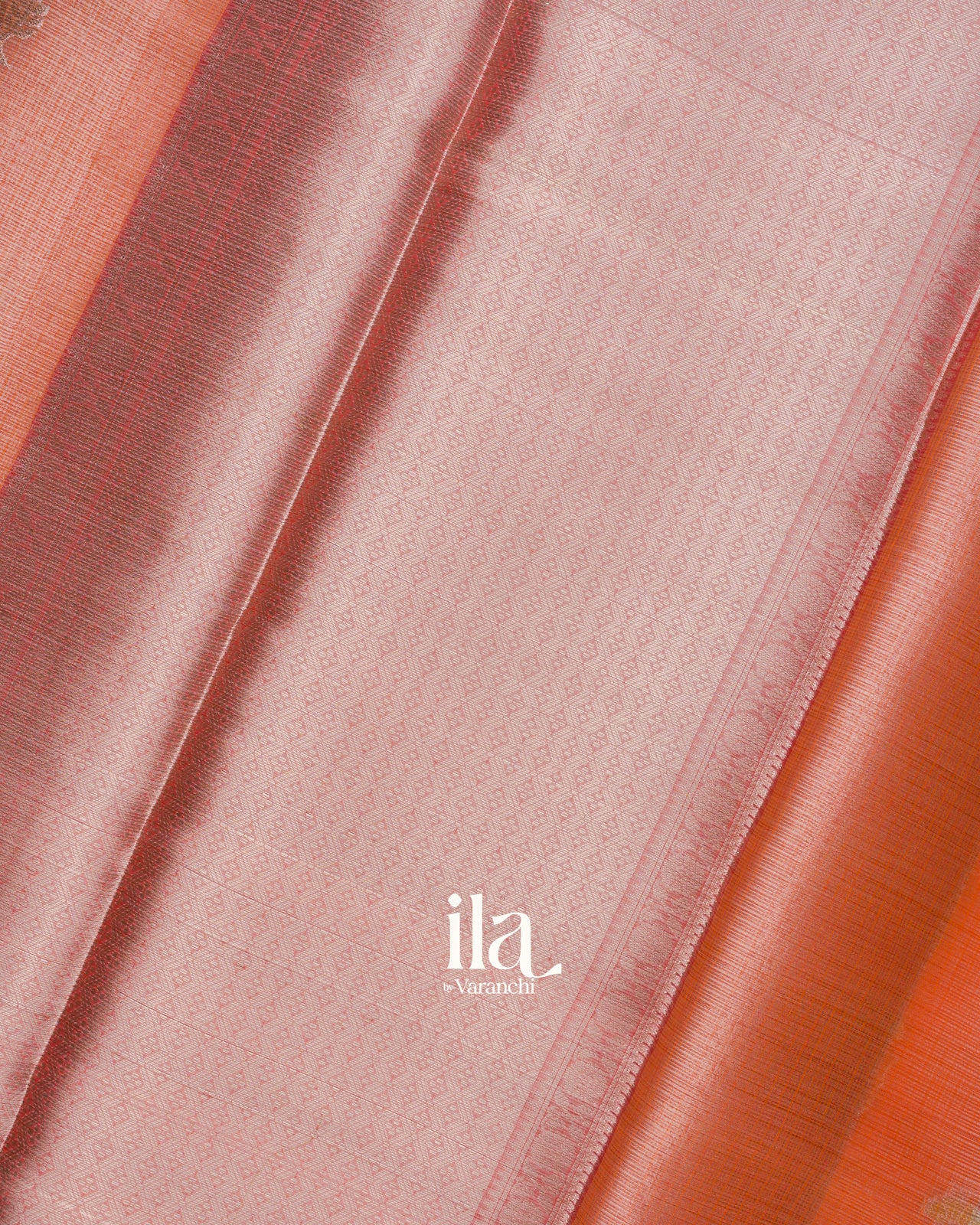 Coral Orange Semi Kota Silk Saree