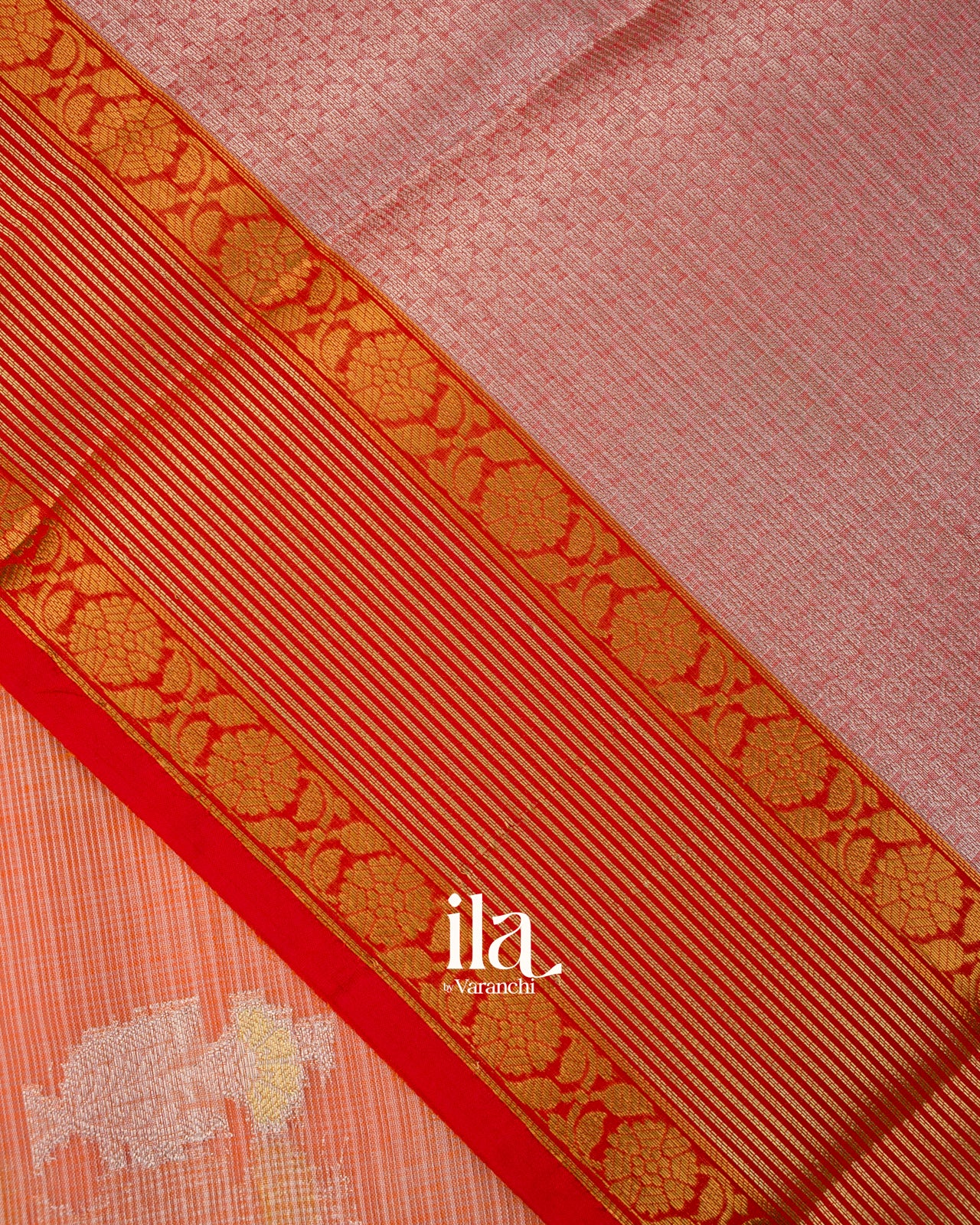 Coral Orange Semi Kota Silk Saree