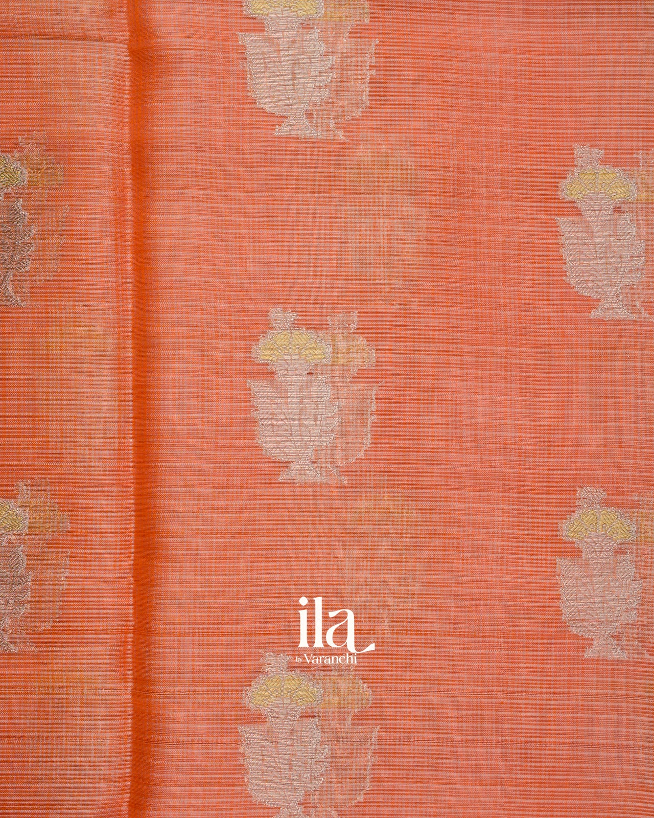 Coral Orange Semi Kota Silk Saree