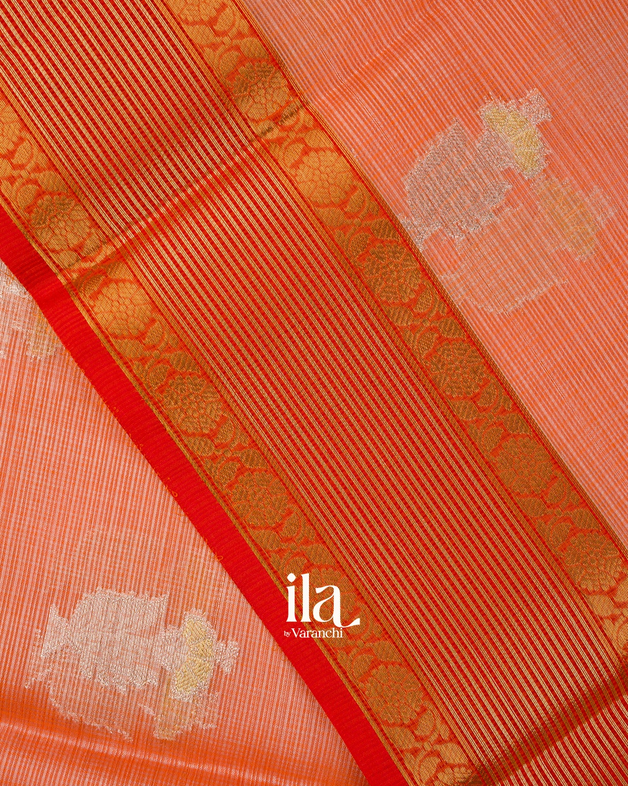 Coral Orange Semi Kota Silk Saree