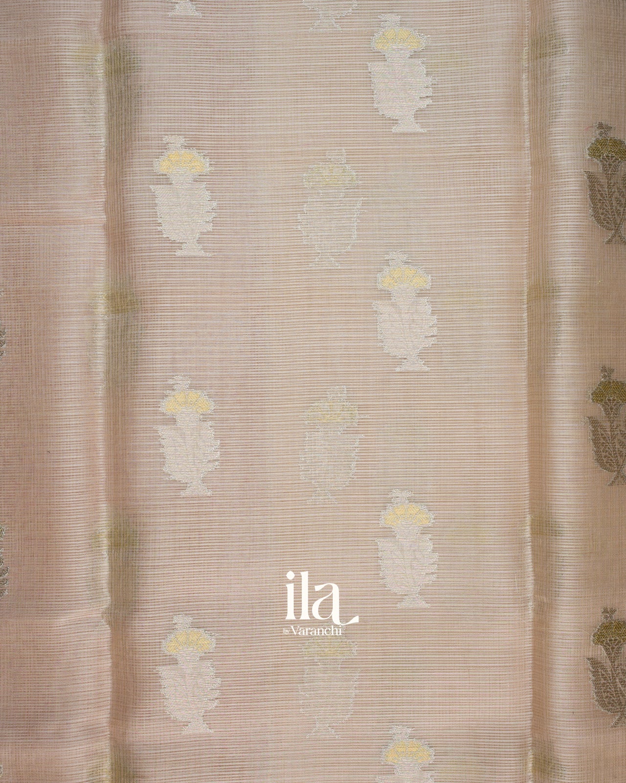 Pearl White Embroidered Semi Kota Saree