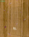 Mustard Yellow Striped Cotton Tissue Saree — Body