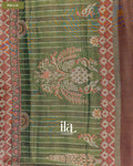 Mustard Yellow Striped Cotton Tissue Saree — Pallu