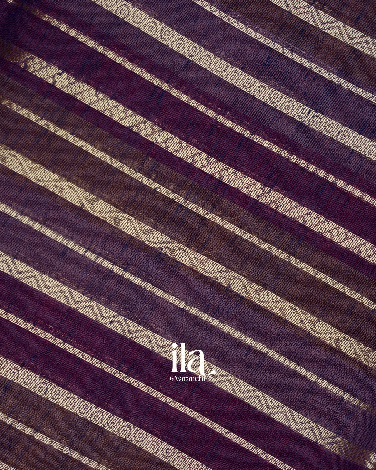 Deep Purple Stripeed Semi Dupion Saree