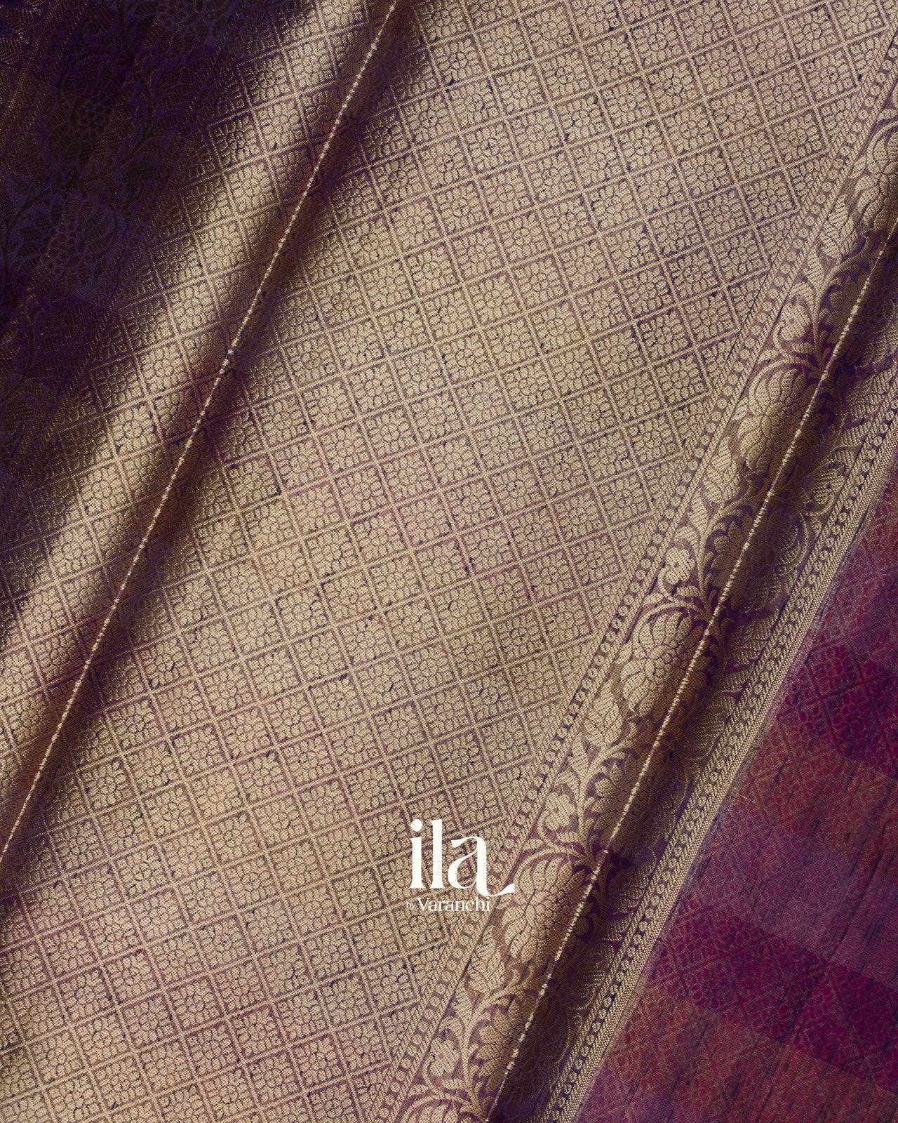 Deep Purple Stripeed Semi Dupion Saree