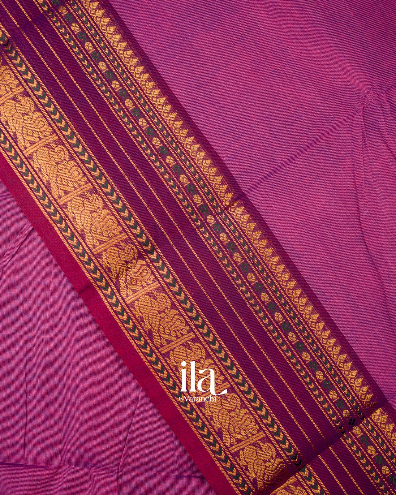Rani Purple Pure Chettinad Cotton Handloom Saree