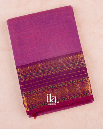 Rani Purple Pure Chettinad Cotton Handloom Saree
