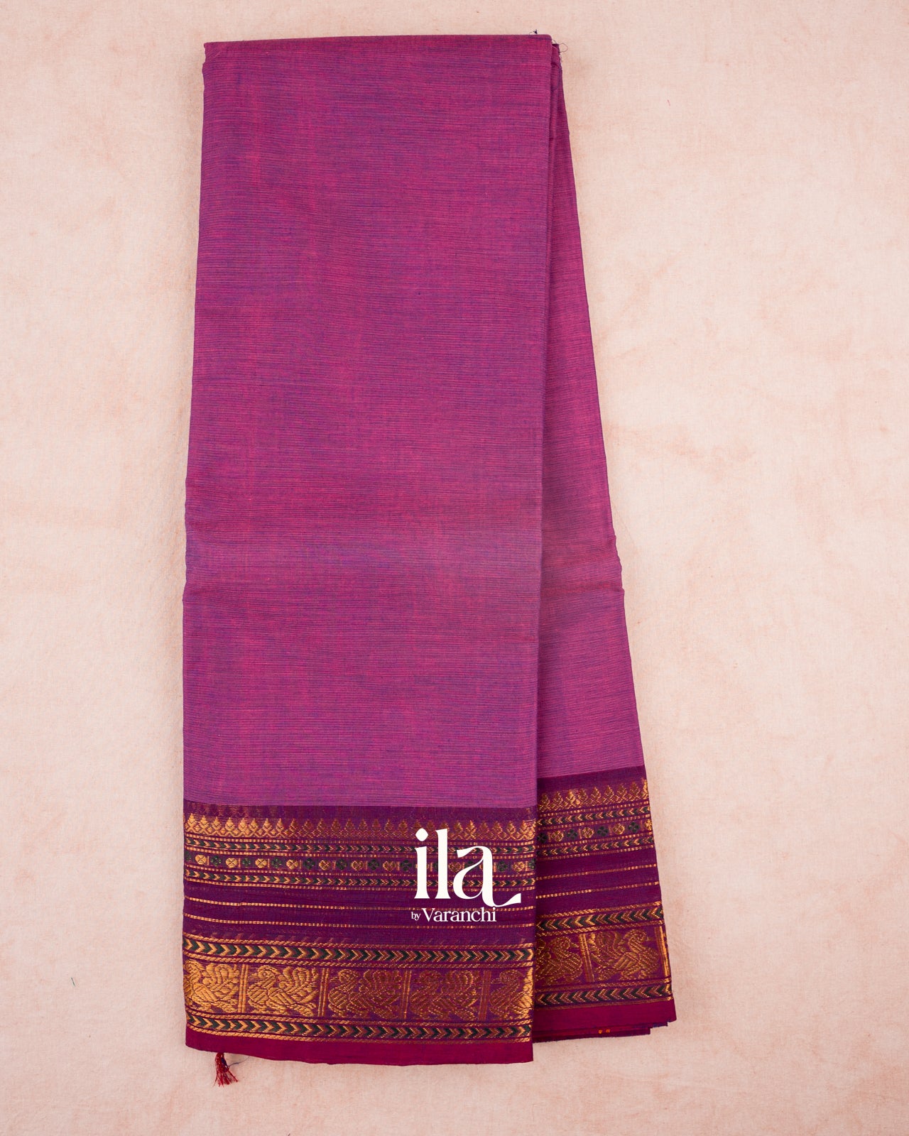 Rani Purple Pure Chettinad Cotton Handloom Saree