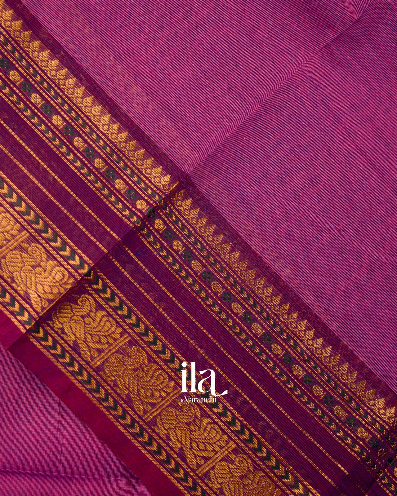 Rani Purple Pure Chettinad Cotton Handloom Saree