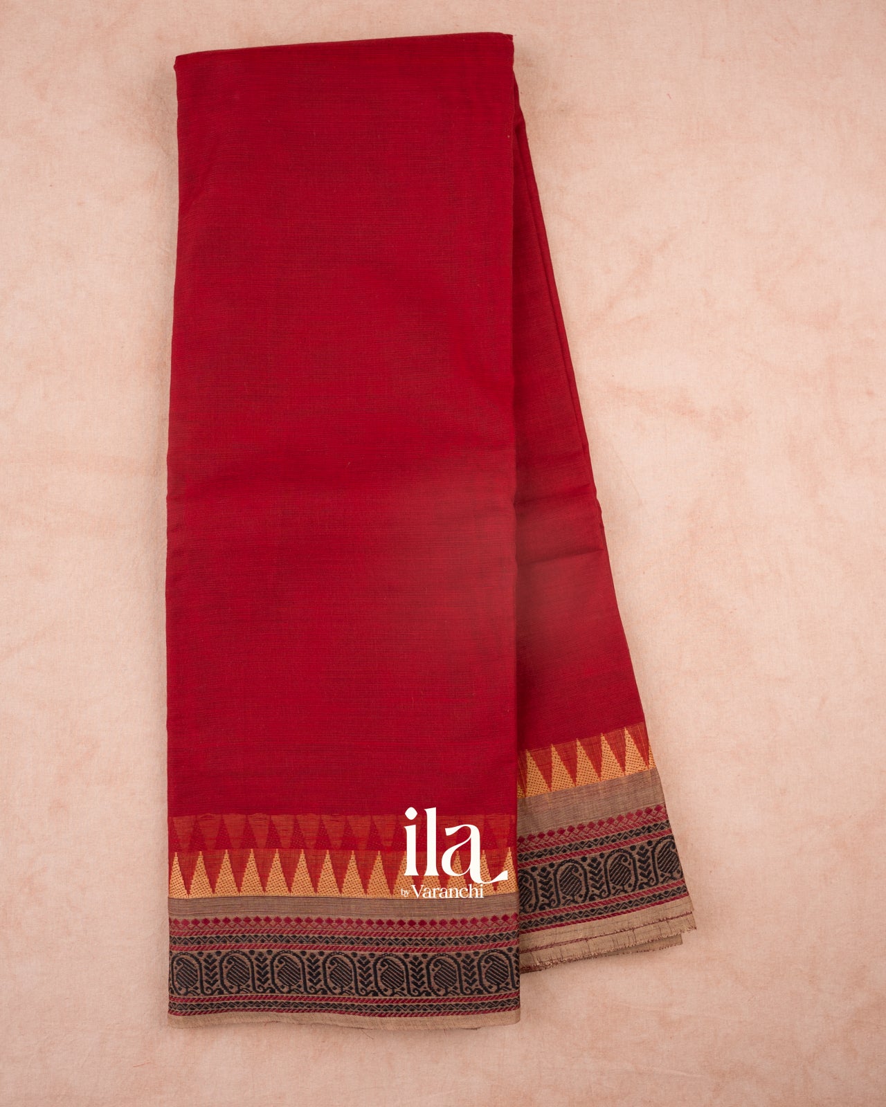 Crimson Red Pure Chettinad Cotton Handloom Saree