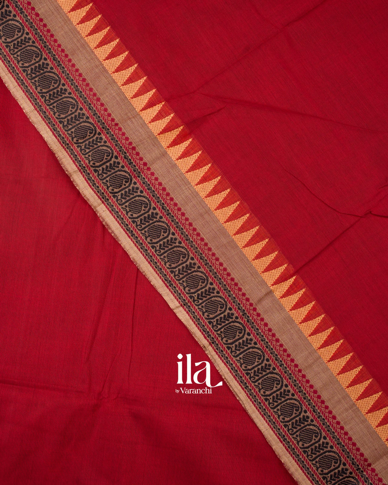Crimson Red Pure Chettinad Cotton Handloom Saree