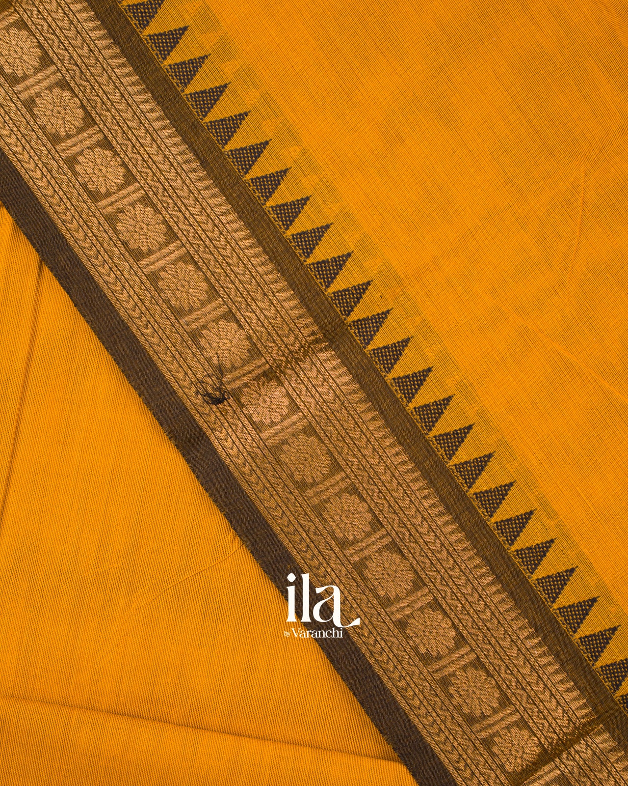 Mustard Yellow Pure Chettinad Cotton Handloom Saree