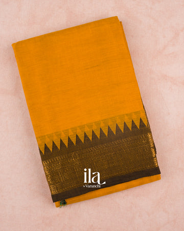 Mustard Yellow Pure Chettinad Cotton Handloom Saree
