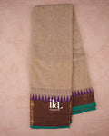 Beige Temple Border Kanchipuram Cotton Saree
