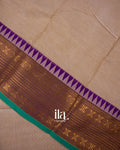 Beige Temple Border Kanchipuram Cotton Saree