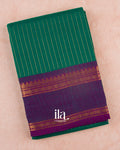 Rama Green Striped Pure Chettinad Cotton Handloom Saree