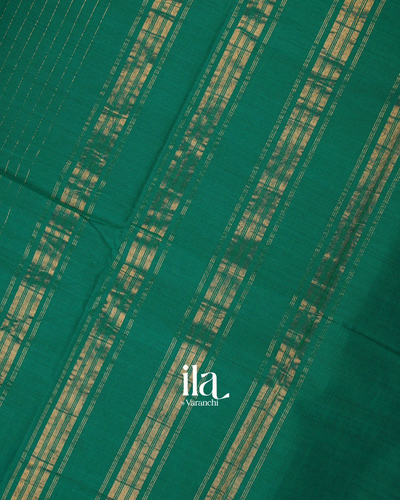 Rama Green Striped Pure Chettinad Cotton Handloom Saree