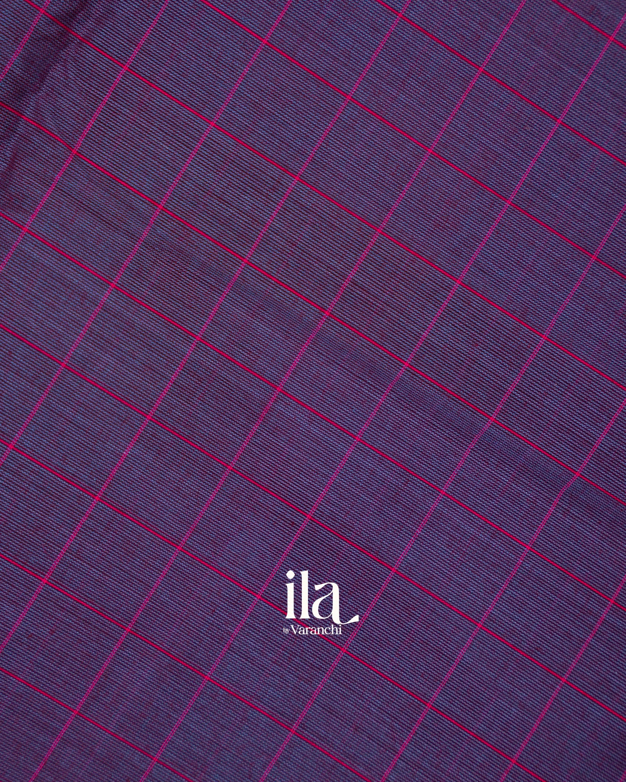Deep Purple Checkered Pure Chettinad Cotton Handloom Saree