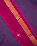 Deep Purple Checkered Pure Chettinad Cotton Handloom Saree
