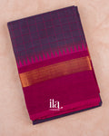 Deep Purple Checkered Pure Chettinad Cotton Handloom Saree