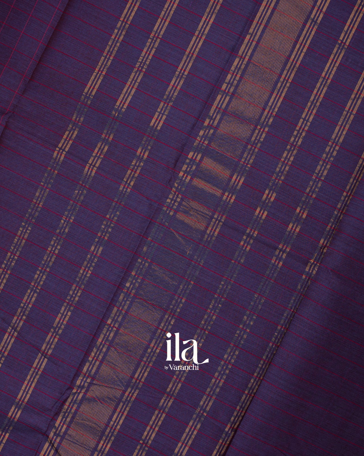 Deep Purple Checkered Pure Chettinad Cotton Handloom Saree