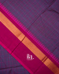 Deep Purple Checkered Pure Chettinad Cotton Handloom Saree