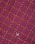 Wine Purple Checkered Pure Chettinad Cotton Handloom Saree