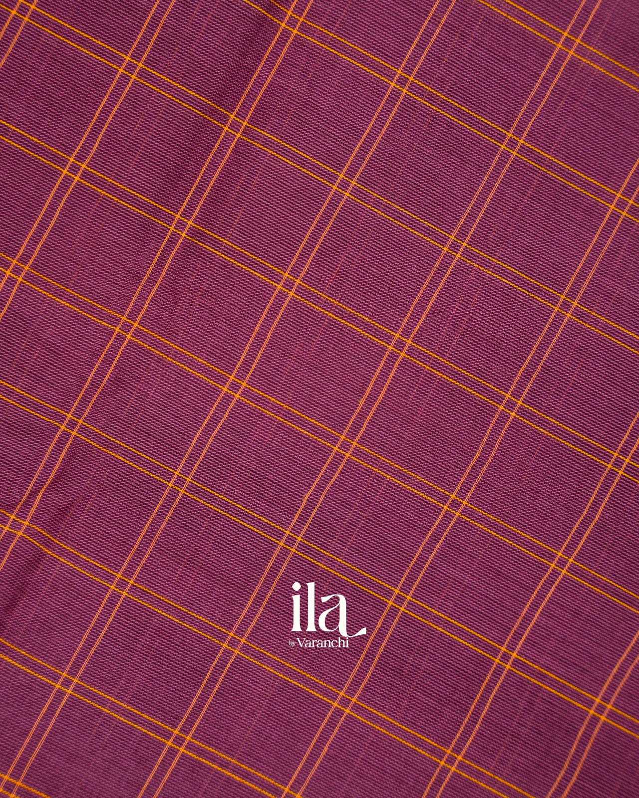 Wine Purple Checkered Pure Chettinad Cotton Handloom Saree