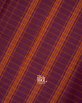 Wine Purple Checkered Pure Chettinad Cotton Handloom Saree