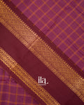 Wine Purple Checkered Pure Chettinad Cotton Handloom Saree