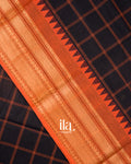 Black Checkered Pure Chettinad Cotton Handloom Saree