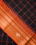 Black Checkered Pure Chettinad Cotton Handloom Saree