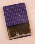 Deep Violet Checkered Pure Chettinad Cotton Handloom Saree