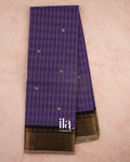 Deep Violet Checkered Pure Chettinad Cotton Handloom Saree