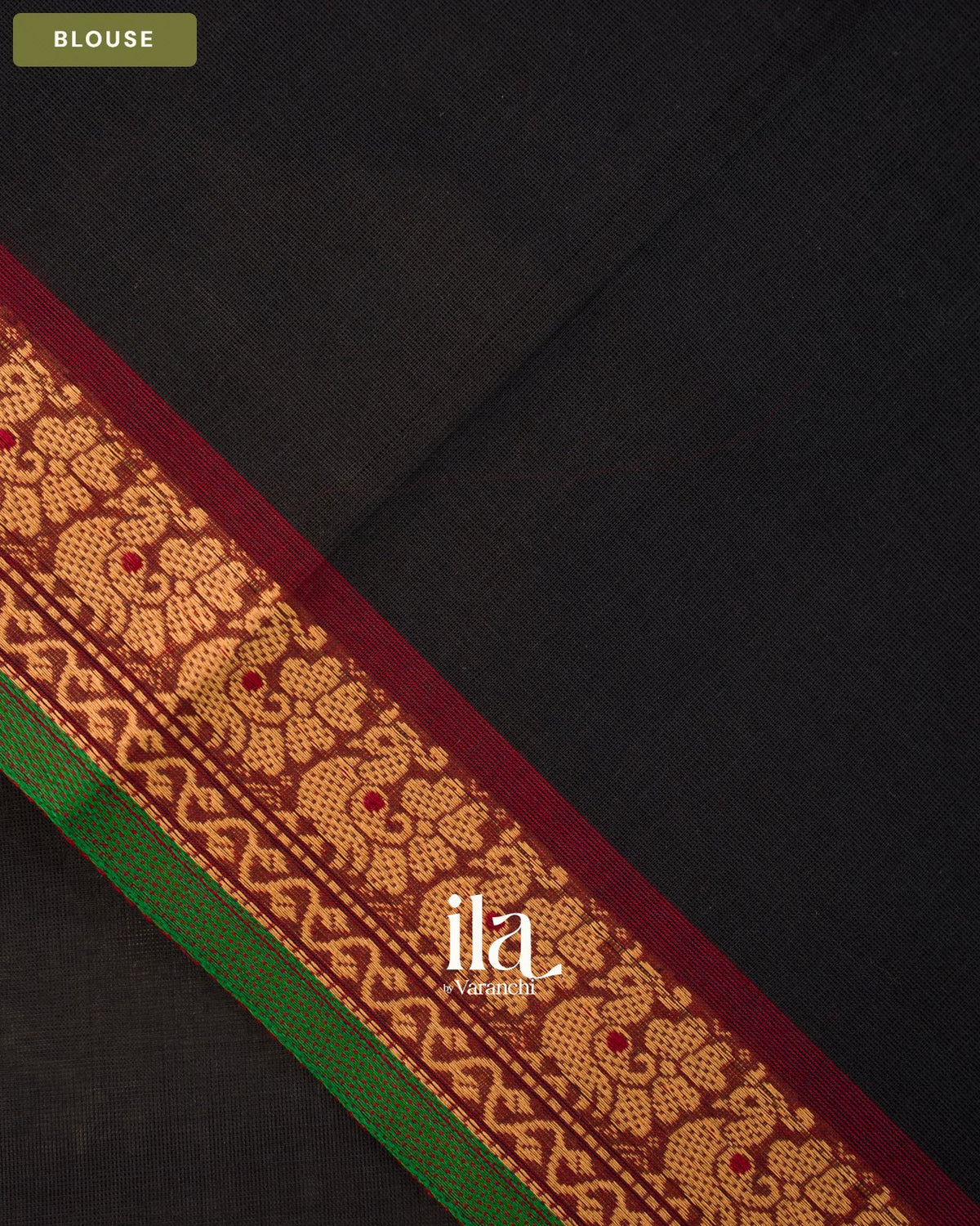 Black Kanchipuram Cotton Saree — Blouse