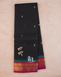 Jet Black Pure Chettinad Cotton Handloom Saree — Full Saree
