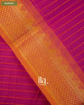 Rani Pink Striped Pure Chettinad Cotton Handloom Saree — Border