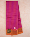 Rani Pink Striped Pure Chettinad Cotton Handloom Saree — Full Saree