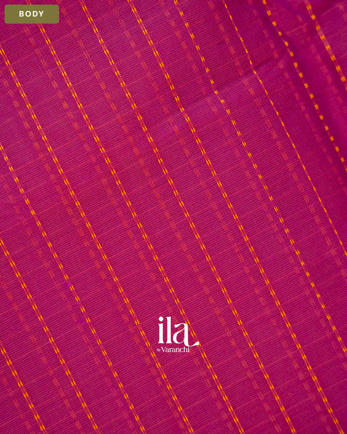 Rani Pink Striped Pure Chettinad Cotton Handloom Saree — Body