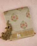 Sage Green Pure Chanderi Silk Cotton Saree