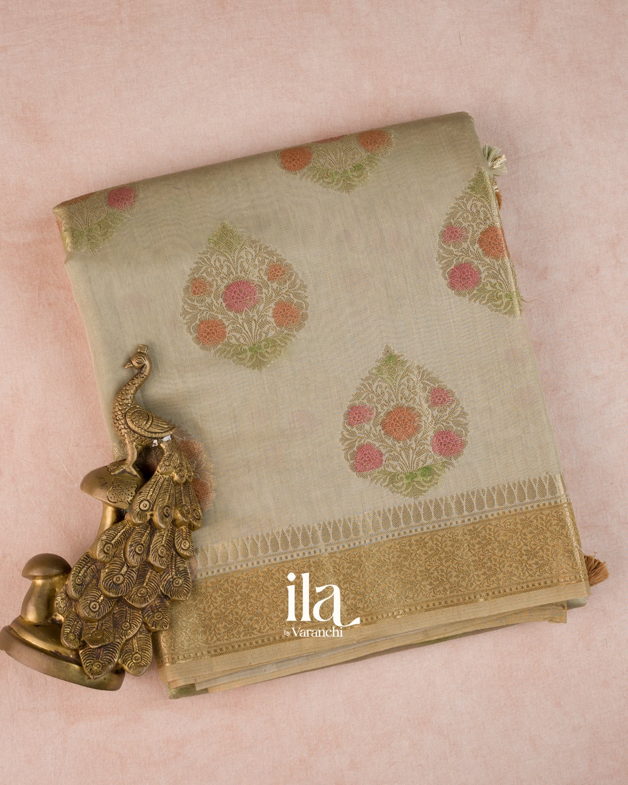 Sage Green Pure Chanderi Silk Cotton Saree