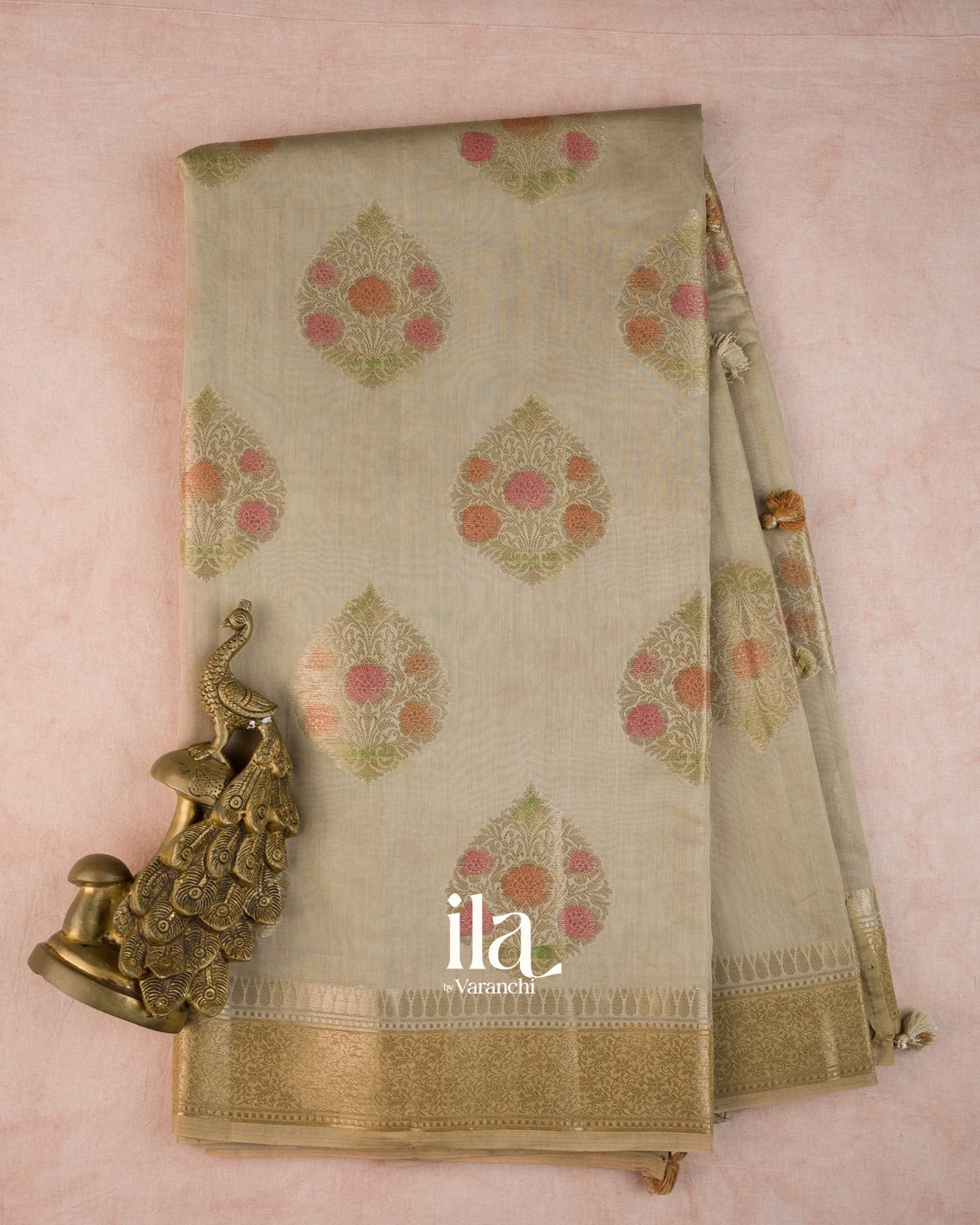 Sage Green Pure Chanderi Silk Cotton Saree
