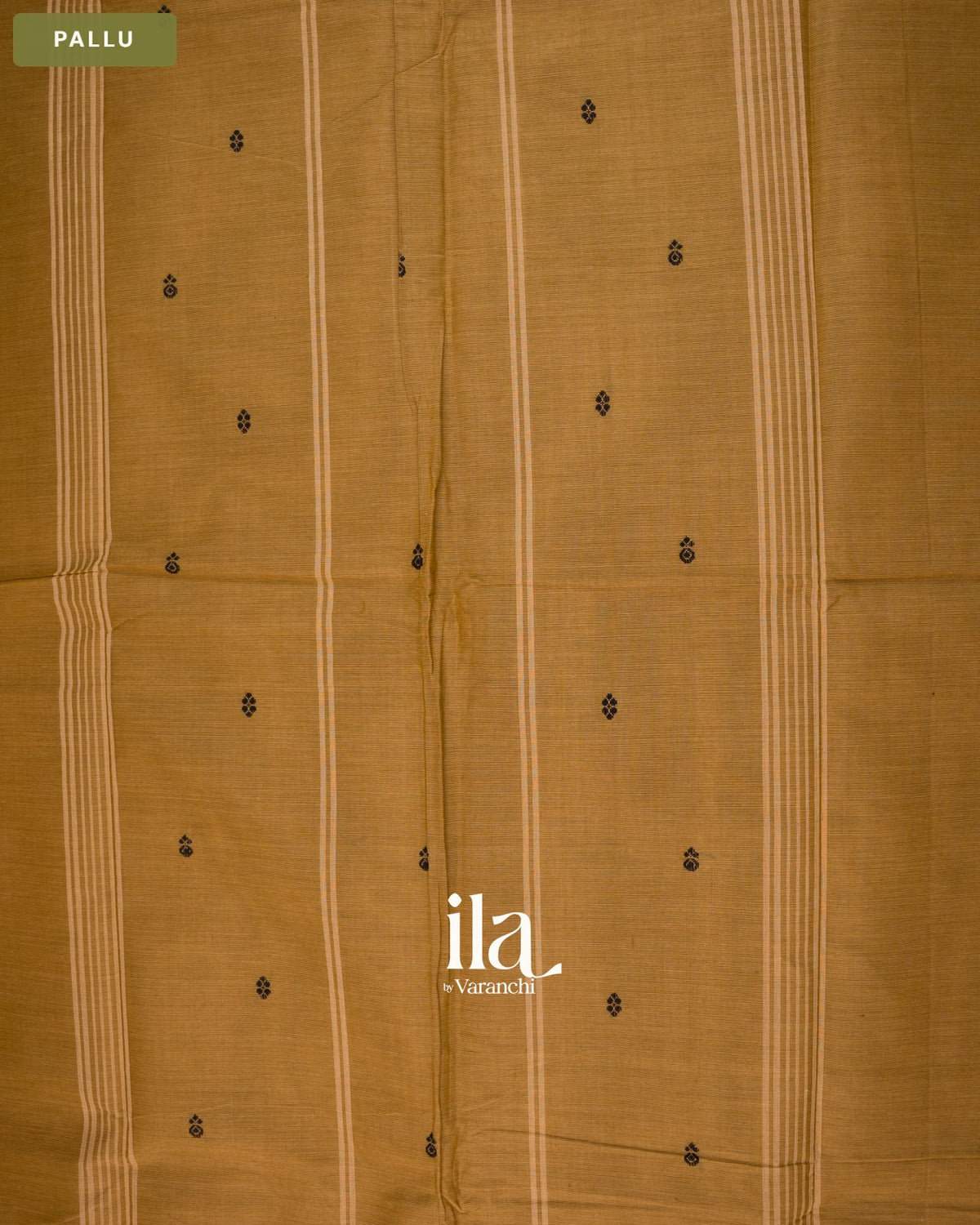 Sand Brown Pure Chettinad Cotton Handloom Saree — Pallu