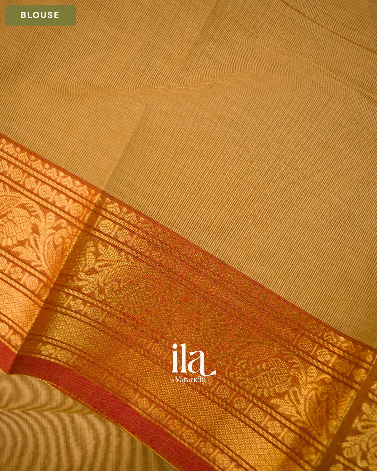 Sand Brown Pure Chettinad Cotton Handloom Saree — Blouse