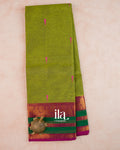 Mehendi Green Pure Chettinad Cotton Handloom Saree — Full Saree