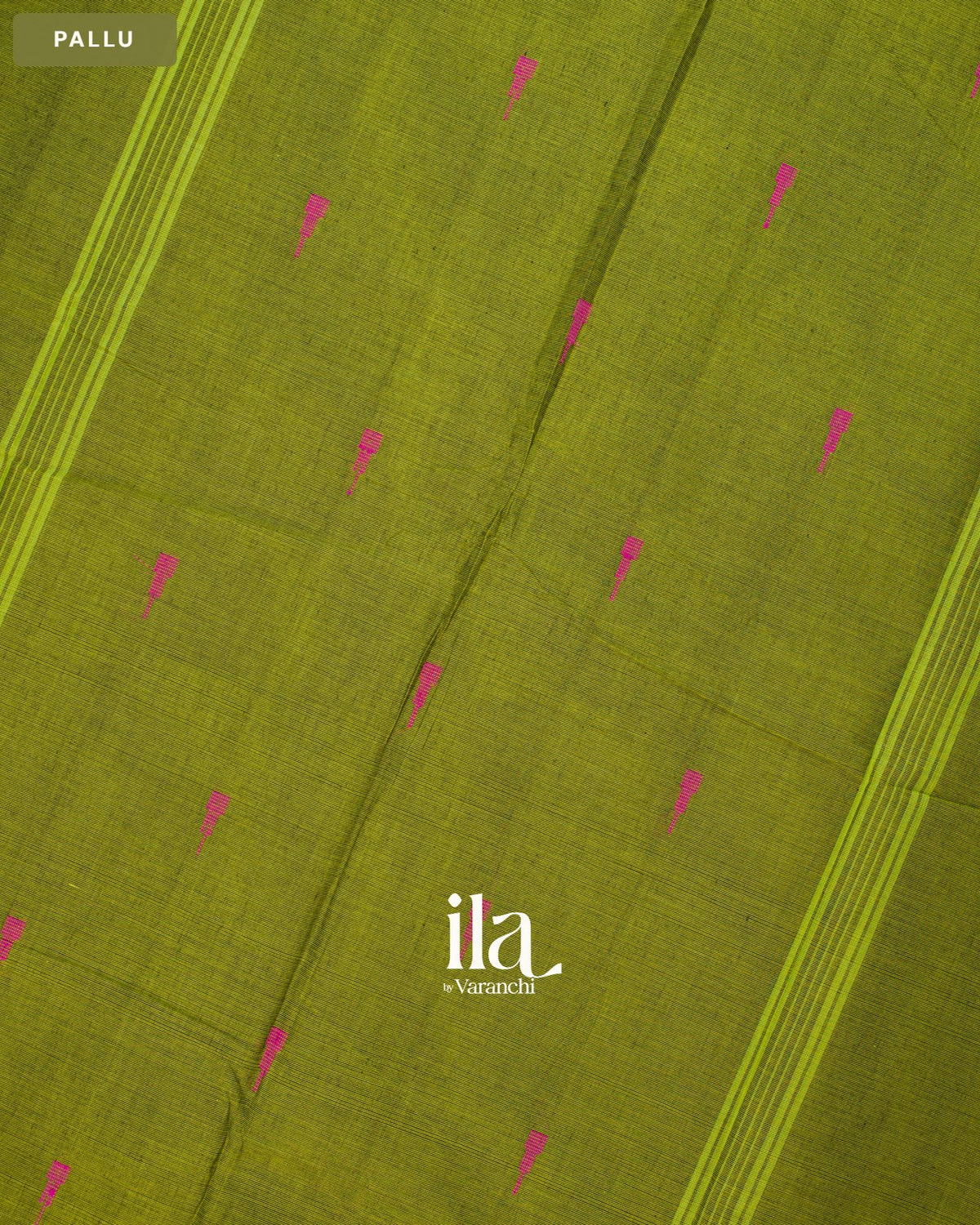 Mehendi Green Pure Chettinad Cotton Handloom Saree — Pallu