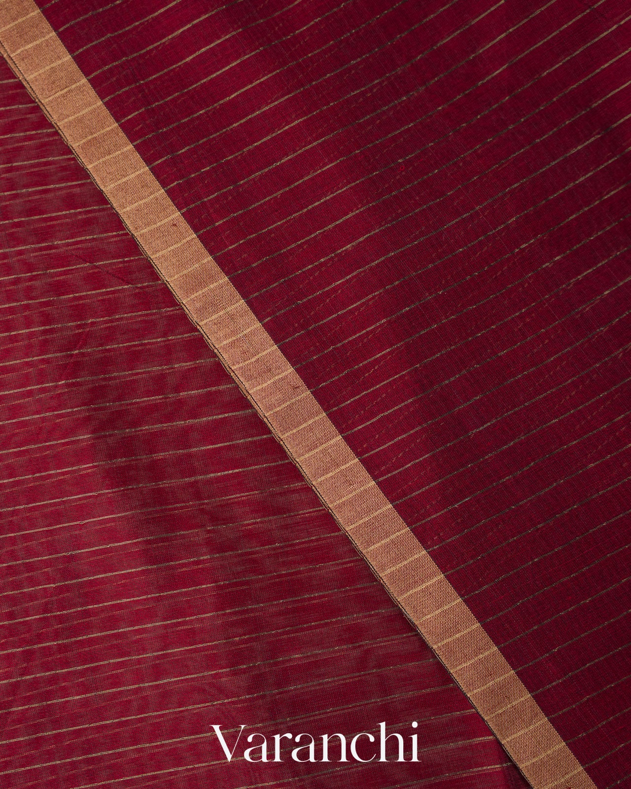 Deep Maroon Stripe Maheshwari Sico Saree